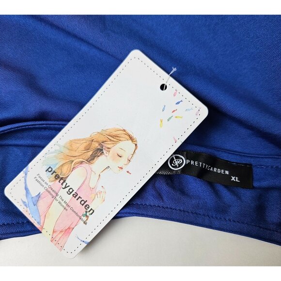 Pretty Garden Womens Elegant One Shoulder Blue Ruched Dress Size XL Party - Picture 7 of 8